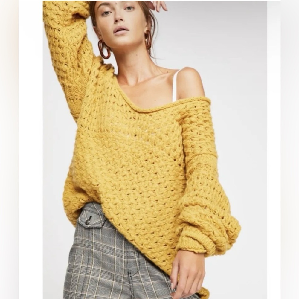 Free People Yellow Knit Sweater